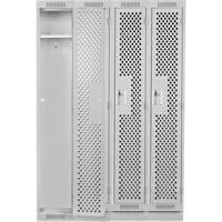 Clean Line Lockers, Bank of 4, 48" x 18" x 76", Steel, Grey, Rivet (Assembled), Perforated Seaboard Timber Mart