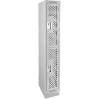 Clean Line Lockers, 2 -tier, 12" x 18" x 76", Steel, Grey, Rivet (Assembled), Perforated Seaboard Timber Mart