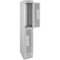 Clean Line Lockers, 2 -tier, 12" x 18" x 76", Steel, Grey, Rivet (Assembled), Perforated Seaboard Timber Mart