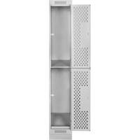 Clean Line Lockers, 2 -tier, 12" x 18" x 76", Steel, Grey, Rivet (Assembled), Perforated Seaboard Timber Mart