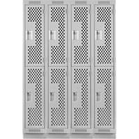 Clean Line Lockers, 2 -tier, Bank of 4, 48" x 18" x 76", Steel, Grey, Rivet (Assembled), Perforated Seaboard Timber Mart