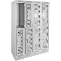 Clean Line Lockers, 2 -tier, Bank of 4, 48" x 18" x 76", Steel, Grey, Rivet (Assembled), Perforated Seaboard Timber Mart