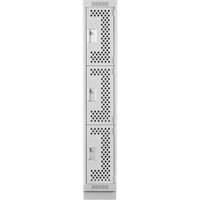 Clean Line Lockers, 3 -tier, 12" x 18" x 76", Steel, Grey, Rivet (Assembled), Perforated Seaboard Timber Mart
