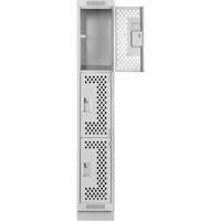 Clean Line Lockers, 3 -tier, 12" x 18" x 76", Steel, Grey, Rivet (Assembled), Perforated Seaboard Timber Mart