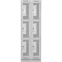 Clean Line Lockers, 3 -tier, Bank of 2, 24" x 18" x 76", Steel, Grey, Rivet (Assembled), Perforated Seaboard Timber Mart