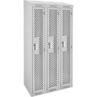 Clean Line Lockers, Bank of 3, 36" x 18" x 78", Steel, Grey, Rivet (Assembled), Perforated Seaboard Timber Mart