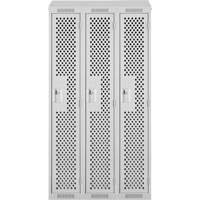 Clean Line Lockers, Bank of 3, 36" x 18" x 78", Steel, Grey, Rivet (Assembled), Perforated Seaboard Timber Mart