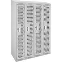 Clean Line Lockers, Bank of 4, 48" x 18" x 78", Steel, Grey, Rivet (Assembled), Perforated Seaboard Timber Mart