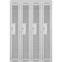 Clean Line Lockers, Bank of 4, 48" x 18" x 78", Steel, Grey, Rivet (Assembled), Perforated Seaboard Timber Mart