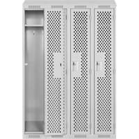 Clean Line Lockers, Bank of 4, 48" x 18" x 78", Steel, Grey, Rivet (Assembled), Perforated Seaboard Timber Mart