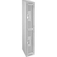 Clean Line Lockers, 2 -tier, 12" x 18" x 78", Steel, Grey, Rivet (Assembled), Perforated Seaboard Timber Mart