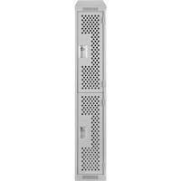 Clean Line Lockers, 2 -tier, 12" x 18" x 78", Steel, Grey, Rivet (Assembled), Perforated Seaboard Timber Mart