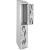 Clean Line Lockers, 2 -tier, 12" x 18" x 78", Steel, Grey, Rivet (Assembled), Perforated Seaboard Timber Mart