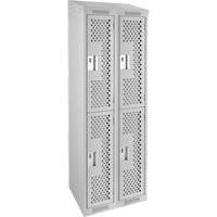 Casiers Clean Line, 2 niveaux, Bloc de 2, 24" x 18" x 78", Acier, Gris, Rivet (assembl&eacute;), Perfor&eacute; Seaboard Timber Mart