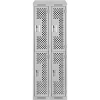 Casiers Clean Line, 2 niveaux, Bloc de 2, 24" x 18" x 78", Acier, Gris, Rivet (assembl&eacute;), Perfor&eacute; Seaboard Timber Mart