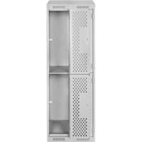 Casiers Clean Line, 2 niveaux, Bloc de 2, 24" x 18" x 78", Acier, Gris, Rivet (assembl&eacute;), Perfor&eacute; Seaboard Timber Mart