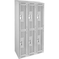 Clean Line Lockers, 2 -tier, Bank of 3, 36" x 18" x 78", Steel, Grey, Rivet (Assembled), Perforated Seaboard Timber Mart