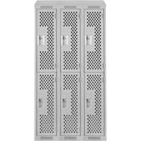 Clean Line Lockers, 2 -tier, Bank of 3, 36" x 18" x 78", Steel, Grey, Rivet (Assembled), Perforated Seaboard Timber Mart