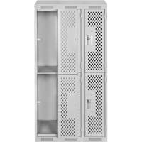 Clean Line Lockers, 2 -tier, Bank of 3, 36" x 18" x 78", Steel, Grey, Rivet (Assembled), Perforated Seaboard Timber Mart