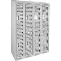 Clean Line Lockers, 2 -tier, Bank of 4, 48" x 18" x 78", Steel, Grey, Rivet (Assembled), Perforated Seaboard Timber Mart