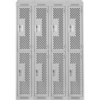 Clean Line Lockers, 2 -tier, Bank of 4, 48" x 18" x 78", Steel, Grey, Rivet (Assembled), Perforated Seaboard Timber Mart
