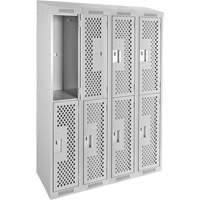 Clean Line Lockers, 2 -tier, Bank of 4, 48" x 18" x 78", Steel, Grey, Rivet (Assembled), Perforated Seaboard Timber Mart