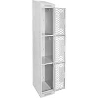Clean Line Lockers, 3 -tier, 12" x 18" x 78", Steel, Grey, Rivet (Assembled), Perforated Seaboard Timber Mart