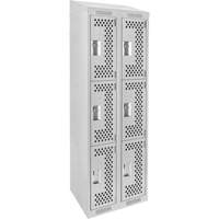 Clean Line Lockers, 3 -tier, Bank of 2, 24" x 18" x 78", Steel, Grey, Rivet (Assembled), Perforated Seaboard Timber Mart