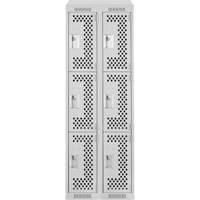 Clean Line Lockers, 3 -tier, Bank of 2, 24" x 18" x 78", Steel, Grey, Rivet (Assembled), Perforated Seaboard Timber Mart