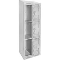 Clean Line Lockers, 3 -tier, Bank of 2, 24" x 18" x 78", Steel, Grey, Rivet (Assembled), Perforated Seaboard Timber Mart