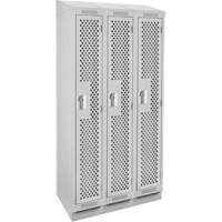 Clean Line Lockers, Bank of 3, 36" x 12" x 82", Steel, Grey, Rivet (Assembled), Perforated Seaboard Timber Mart