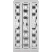 Clean Line Lockers, Bank of 3, 36" x 12" x 82", Steel, Grey, Rivet (Assembled), Perforated Seaboard Timber Mart