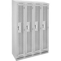 Clean Line Lockers, Bank of 4, 48" x 12" x 82", Steel, Grey, Rivet (Assembled), Perforated Seaboard Timber Mart