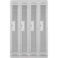 Clean Line Lockers, Bank of 4, 48" x 12" x 82", Steel, Grey, Rivet (Assembled), Perforated Seaboard Timber Mart