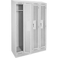 Clean Line Lockers, Bank of 4, 48" x 12" x 82", Steel, Grey, Rivet (Assembled), Perforated Seaboard Timber Mart