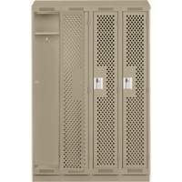 Clean Line Lockers, Bank of 4, 48" x 12" x 82", Steel, Grey, Rivet (Assembled), Perforated Seaboard Timber Mart