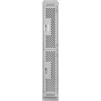 Clean Line Lockers, 2 -tier, 12" x 12" x 82", Steel, Grey, Rivet (Assembled), Perforated Seaboard Timber Mart