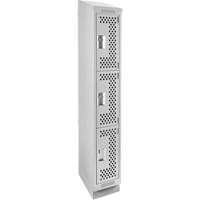 Clean Line Lockers, 3 -tier, 12" x 18" x 82", Steel, Grey, Rivet (Assembled), Perforated Seaboard Timber Mart