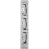 Clean Line Lockers, 3 -tier, 12" x 18" x 82", Steel, Grey, Rivet (Assembled), Perforated Seaboard Timber Mart