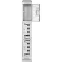 Clean Line Lockers, 3 -tier, 12" x 18" x 82", Steel, Grey, Rivet (Assembled), Perforated Seaboard Timber Mart