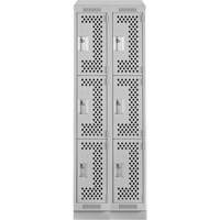 Clean Line Lockers, 3 -tier, Bank of 2, 24" x 18" x 82", Steel, Grey, Rivet (Assembled), Perforated Seaboard Timber Mart