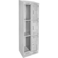 Clean Line Lockers, 3 -tier, Bank of 2, 24" x 18" x 82", Steel, Grey, Rivet (Assembled), Perforated Seaboard Timber Mart