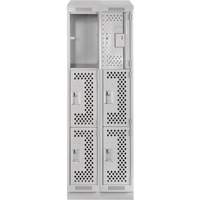 Clean Line Lockers, 3 -tier, Bank of 2, 24" x 18" x 82", Steel, Grey, Rivet (Assembled), Perforated Seaboard Timber Mart