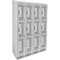 Clean Line Lockers, 3 -tier, Bank of 4, 48" x 18" x 82", Steel, Grey, Rivet (Assembled), Perforated Seaboard Timber Mart