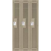 Clean Line Lockers, Bank of 3, 36" x 15" x 72", Steel, Beige, Rivet (Assembled), Perforated Seaboard Timber Mart
