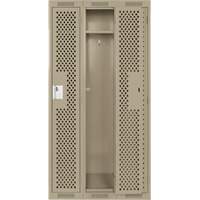 Clean Line Lockers, Bank of 3, 36" x 15" x 72", Steel, Beige, Rivet (Assembled), Perforated Seaboard Timber Mart