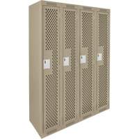 Clean Line Lockers, Bank of 4, 48" x 15" x 72", Steel, Beige, Rivet (Assembled), Perforated Seaboard Timber Mart