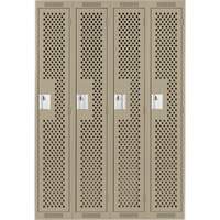 Clean Line Lockers, Bank of 4, 48" x 15" x 72", Steel, Beige, Rivet (Assembled), Perforated Seaboard Timber Mart