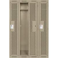 Clean Line Lockers, Bank of 4, 48" x 15" x 72", Steel, Beige, Rivet (Assembled), Perforated Seaboard Timber Mart