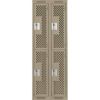 Clean Line Lockers, 2 -tier, Bank of 2, 24" x 12" x 72", Steel, Beige, Rivet (Assembled), Perforated Seaboard Timber Mart